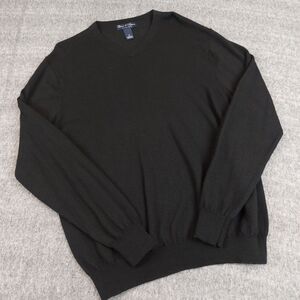 Davis & Squire Men's XL Extra Fine Merino Wool Black V-Neck Pullover Sweater